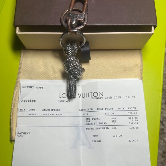 Authentic Louis Vuitton Vintage Silver Tone Knot Bag Charm Key Holder - Picture 5 of 16
